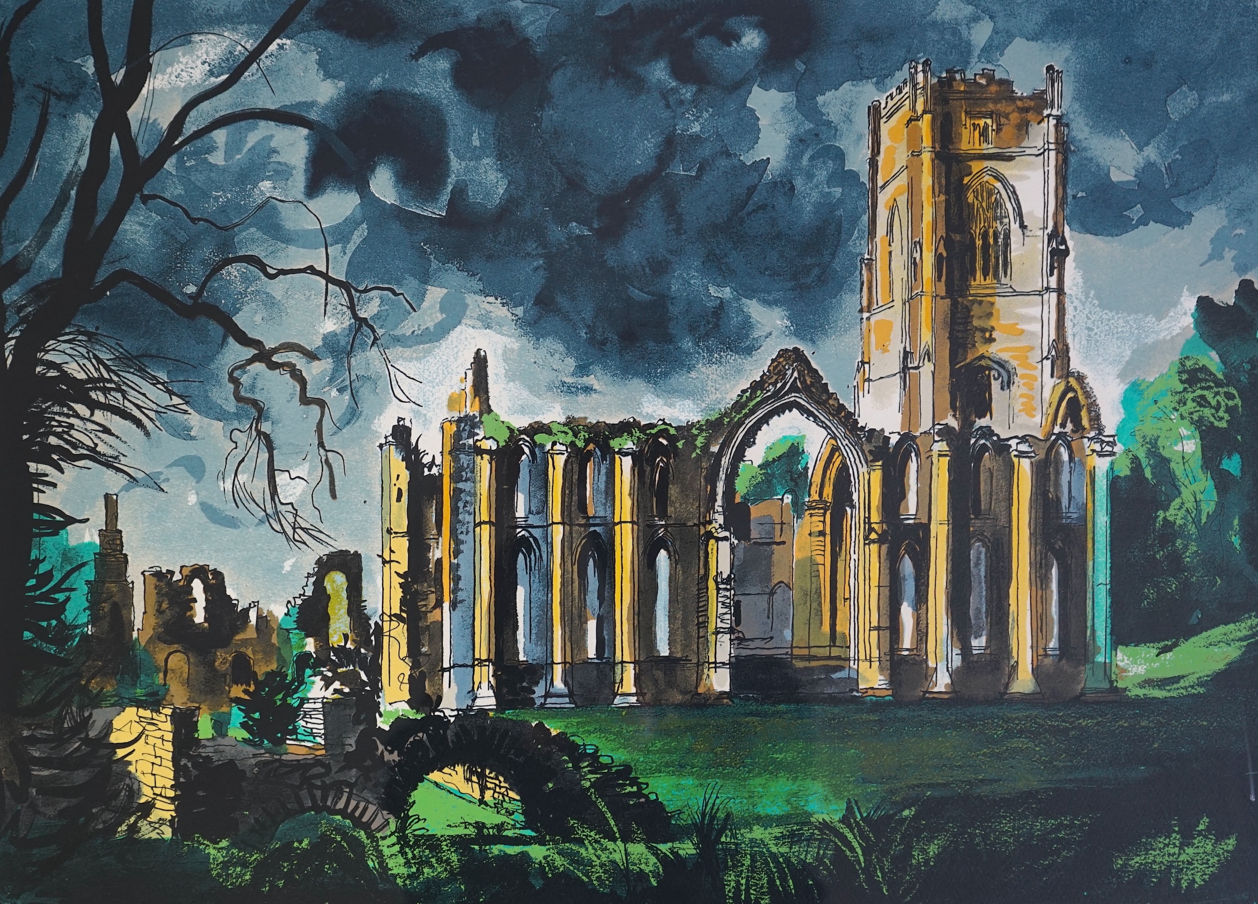 John Piper (British, 1903-1992), Fountains Abbey, Yorkshire (Levinson 351), screenprint in colours, 45 x 62cm